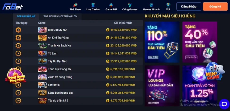 Biểu đồ thể hiện tiến trình nâng cấp cấp độ VIP và các lợi ích